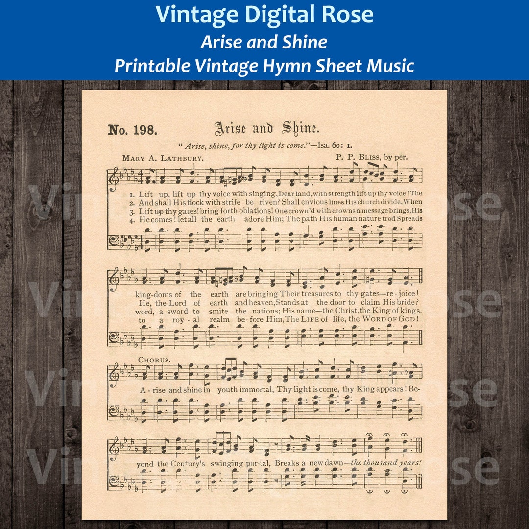 Arise and Shine Printable Vintage Gospel Hymn Sheet Music - Etsy
