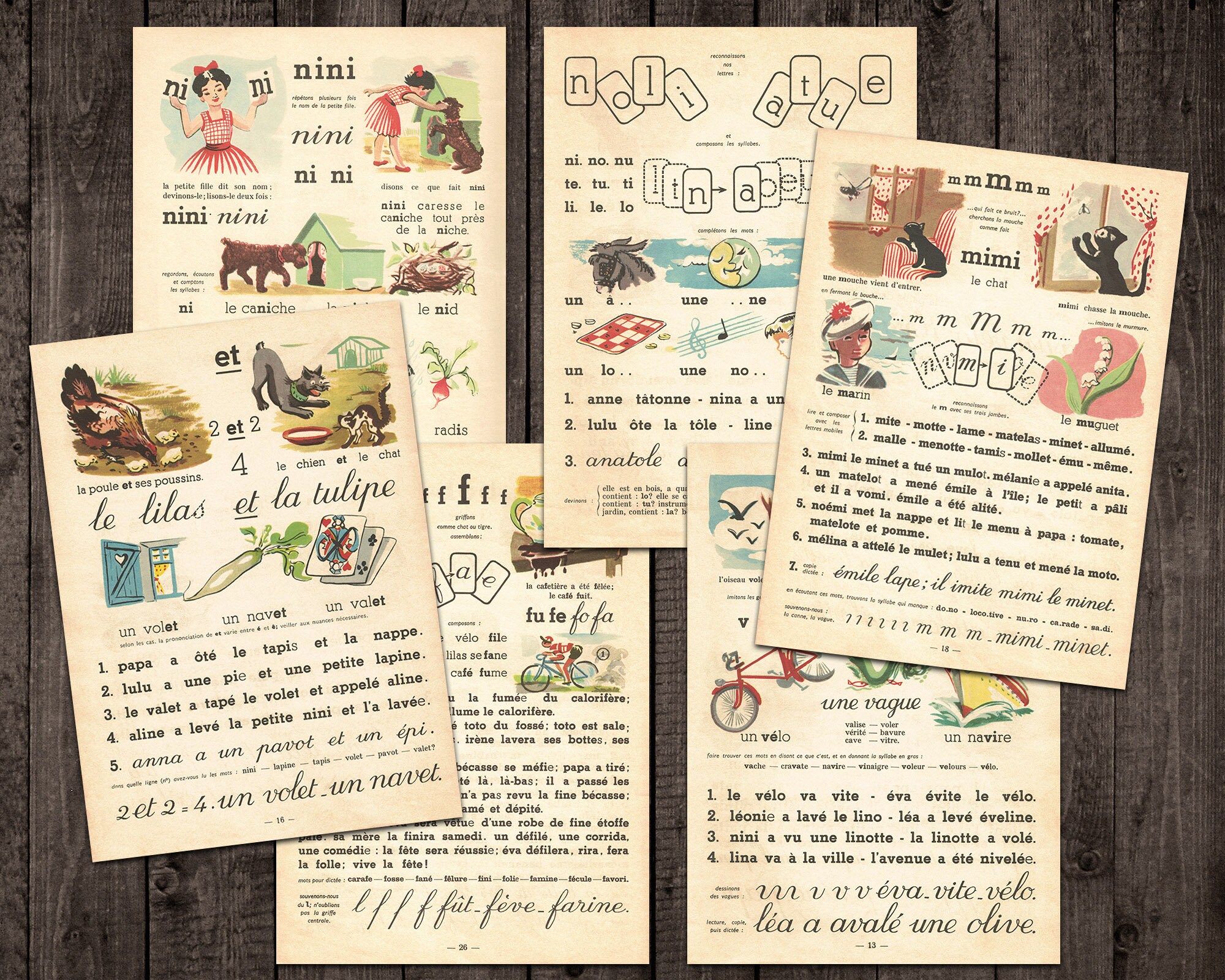 20 Vintage French Children's Language Alphabet Reader Book
