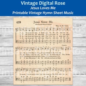 Jesus Loves Me Printable Vintage Hymn Sheet Music