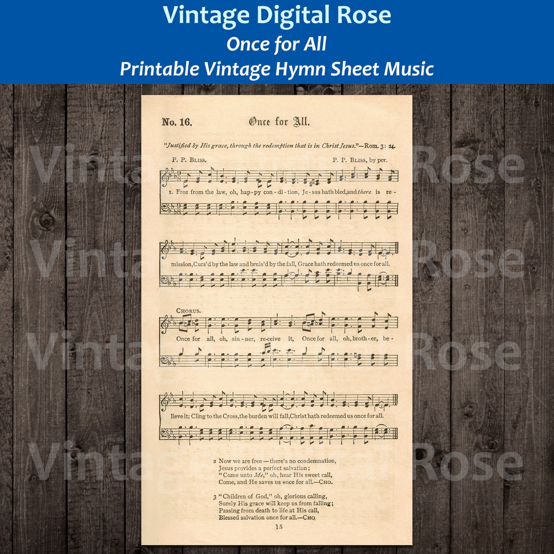 Once for All Printable Vintage Gospel Hymn Sheet Music - Etsy