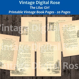 20 Vintage The Lilac Girl Book Pages Ralph Henry Barbour Ilustraciones en blanco y negro Romance Novel Spring Ephemera Journaling Collage Supply