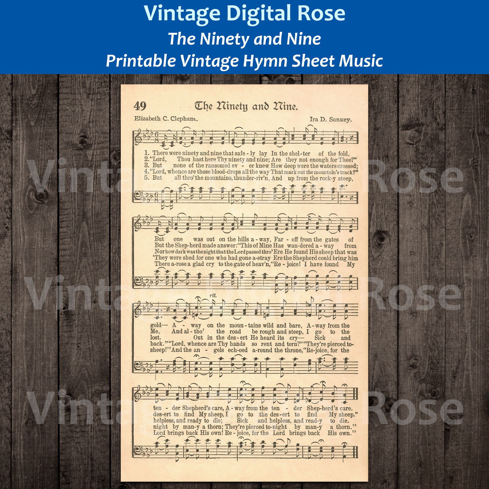 Guy Penrod The Ninety And Nine Lyrics The Ninety and Nine Printable Vintage Hymn Sheet Music - Etsy
