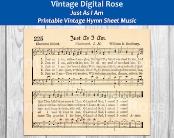 Just As I Am Printable Vintage Hymn Sheet Music