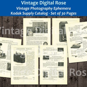 30 Vintage Kodak Camera Supply Catalog Book Pages Film Photos Ephemera Journaling Collage Supply