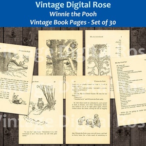 30 pagine di libri completi stampabili di Winnie the Pooh A. A. Milne Citazioni popolari Letteratura classica senza tempo Journaling Ephemera Collage Supply