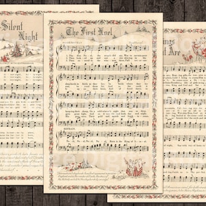 Printable Vintage Christmas Carols Color Illustrations Best Sellers Top ...