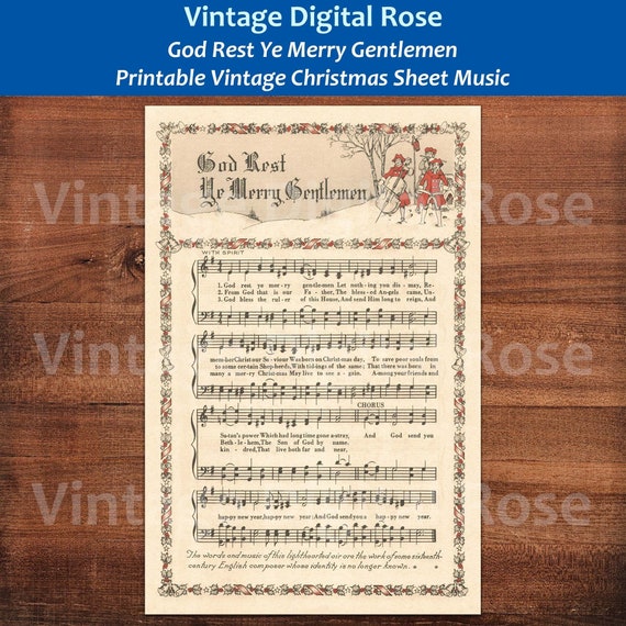 God Rest Ye Merry Gentlemen Christmas Carol Sheet Music Plaque 