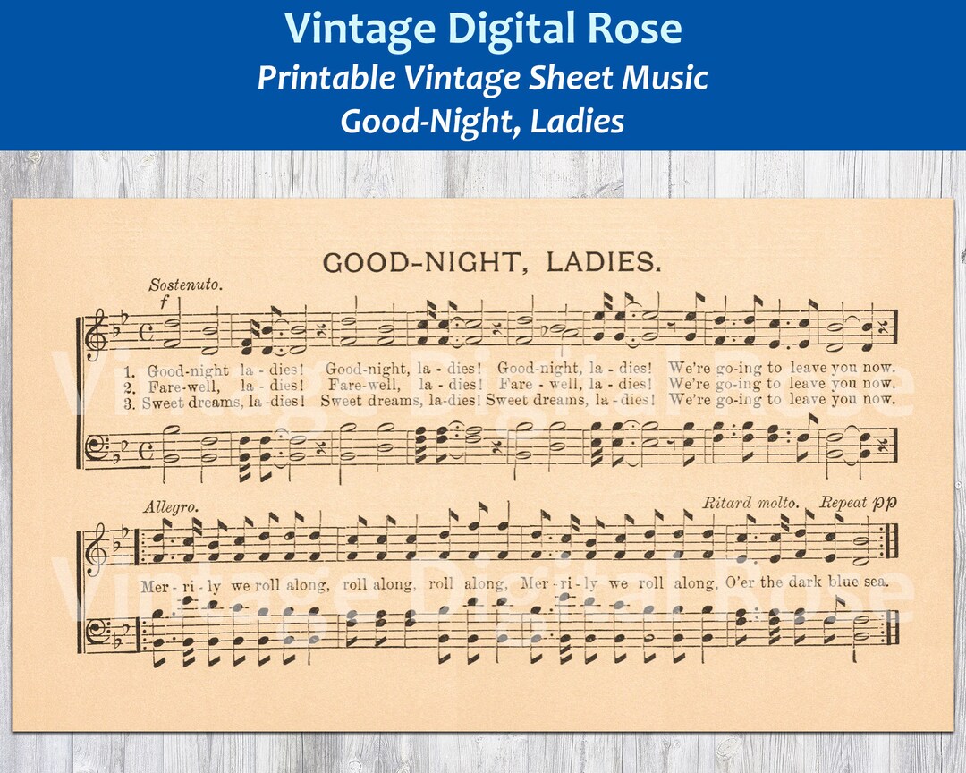 Goodnight Ladies Printable Vintage Timeless Classic Sheet Music Etsy