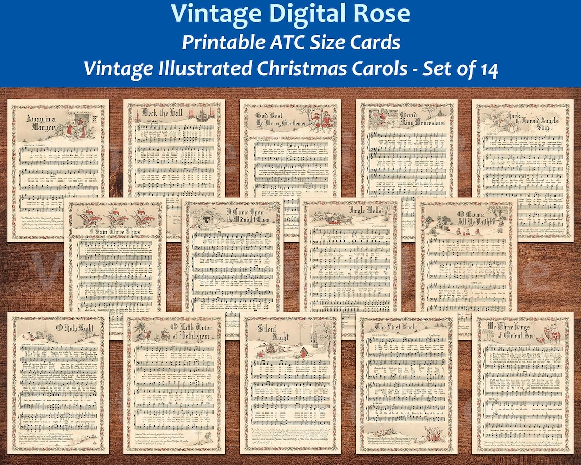 Printable Vintage Christmas Carols Color Illustrations Popular - Etsy