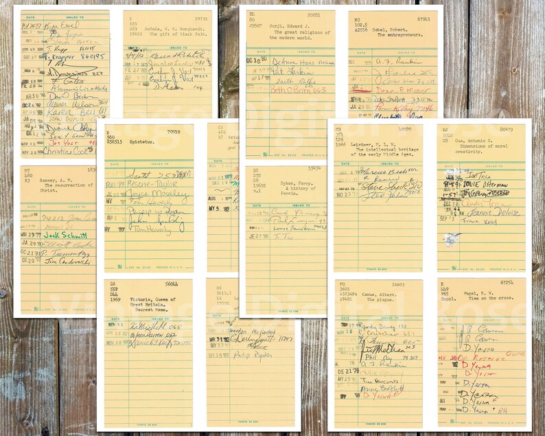 Vintage Printable Library Checkout Cards Stamped Cards Digital - Etsy