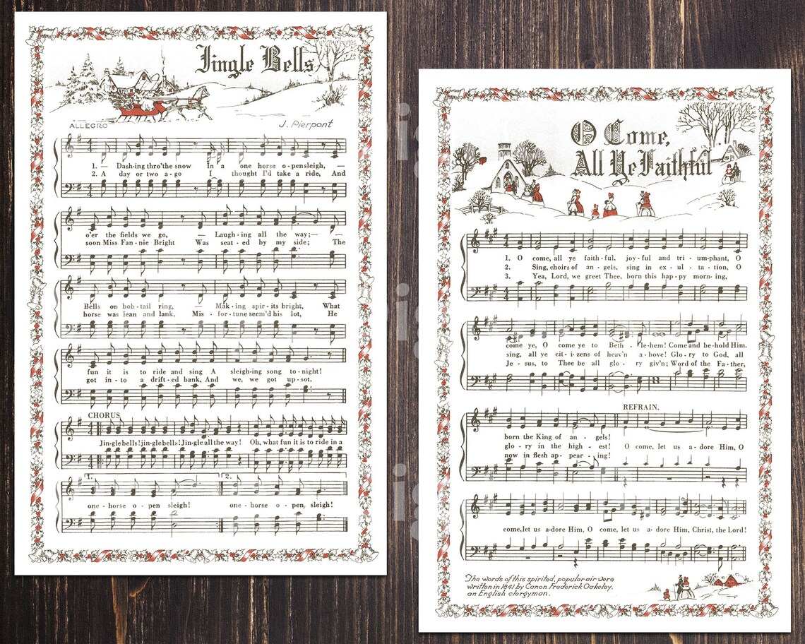 Printable Vintage Christmas Carols Illustrated Best Sellers - Etsy