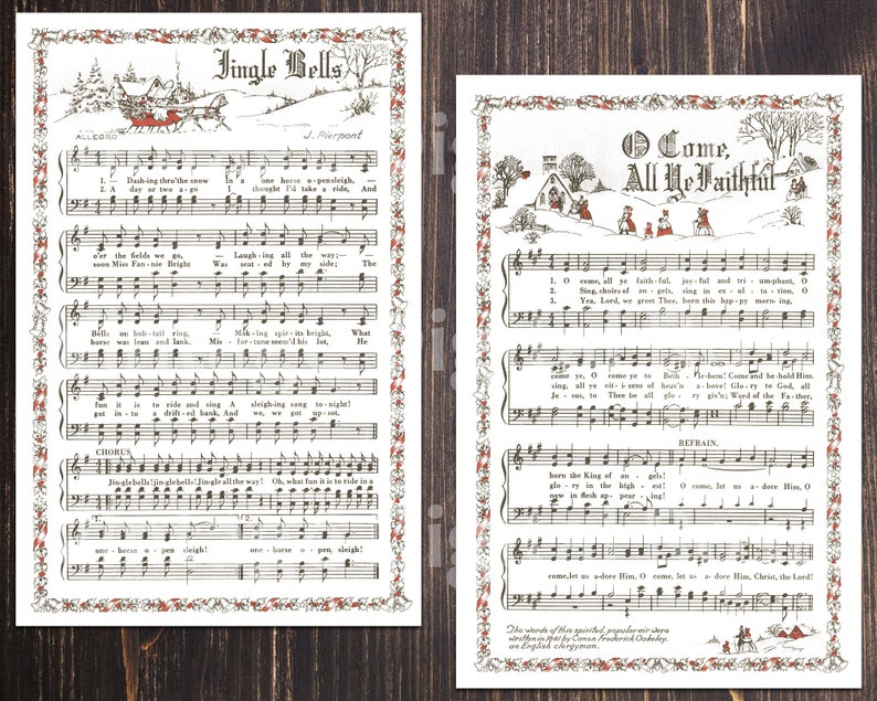 Printable Vintage Christmas Carols Illustrated Best Sellers - Etsy