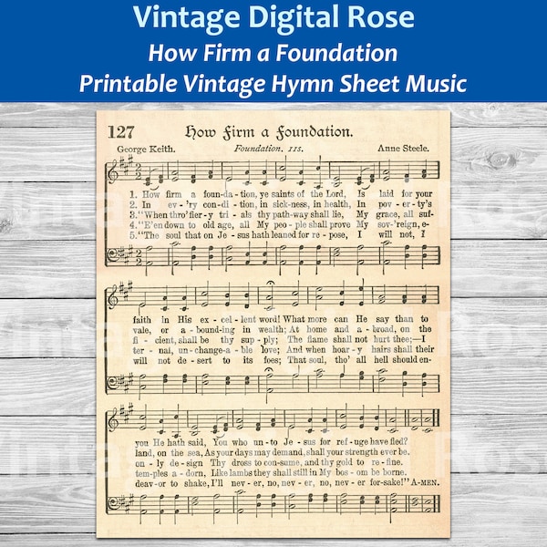 How Firm a Foundation Printable Vintage Hymn Sheet Music