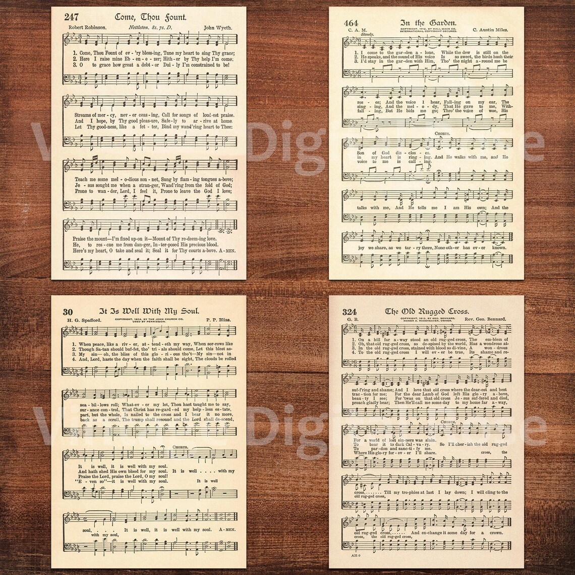 Printable Vintage Hymn Sheet Music Best Sellers Set 2 Top Songs Set of ...