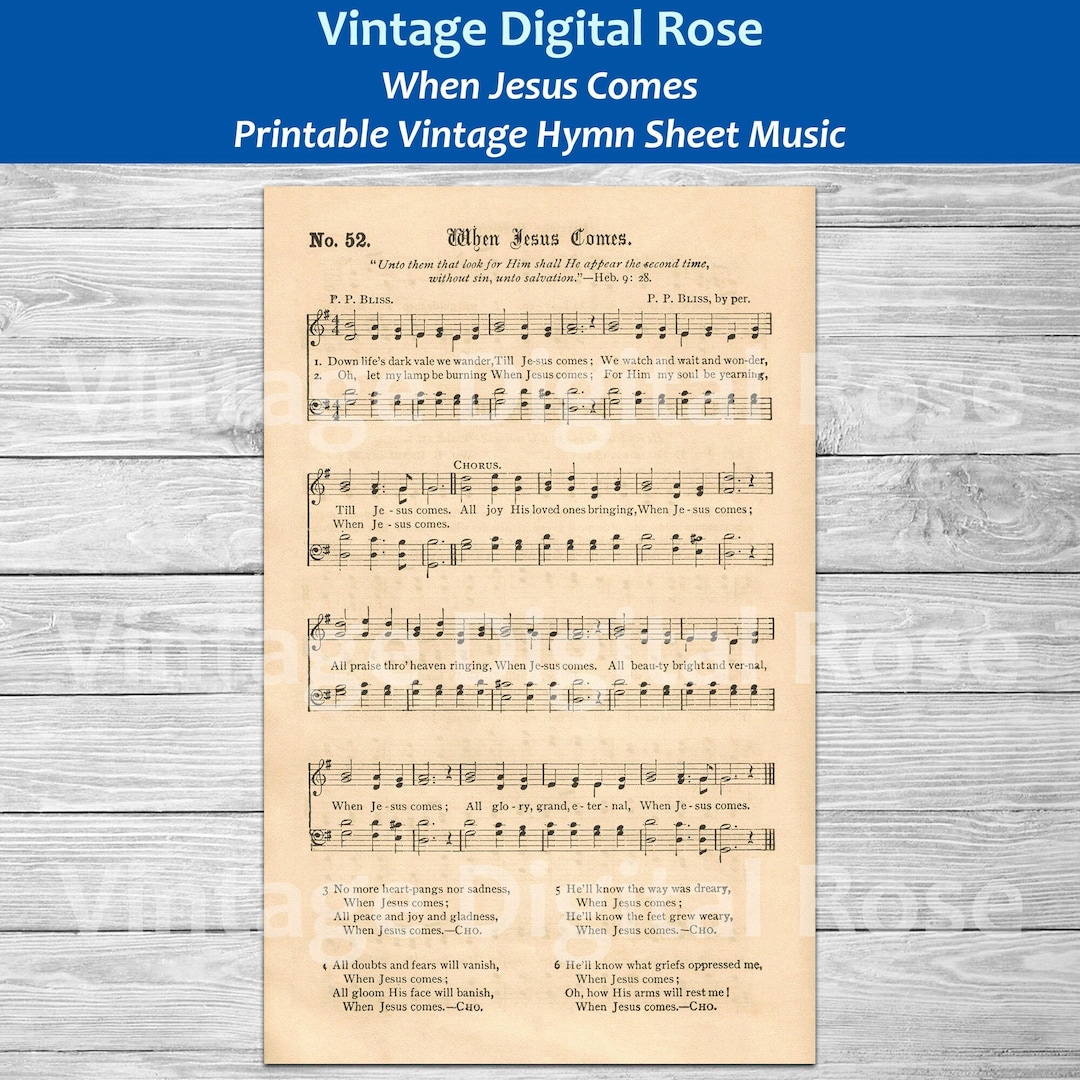 When Jesus Comes Printable Vintage Gospel Hymn Sheet Music Etsy