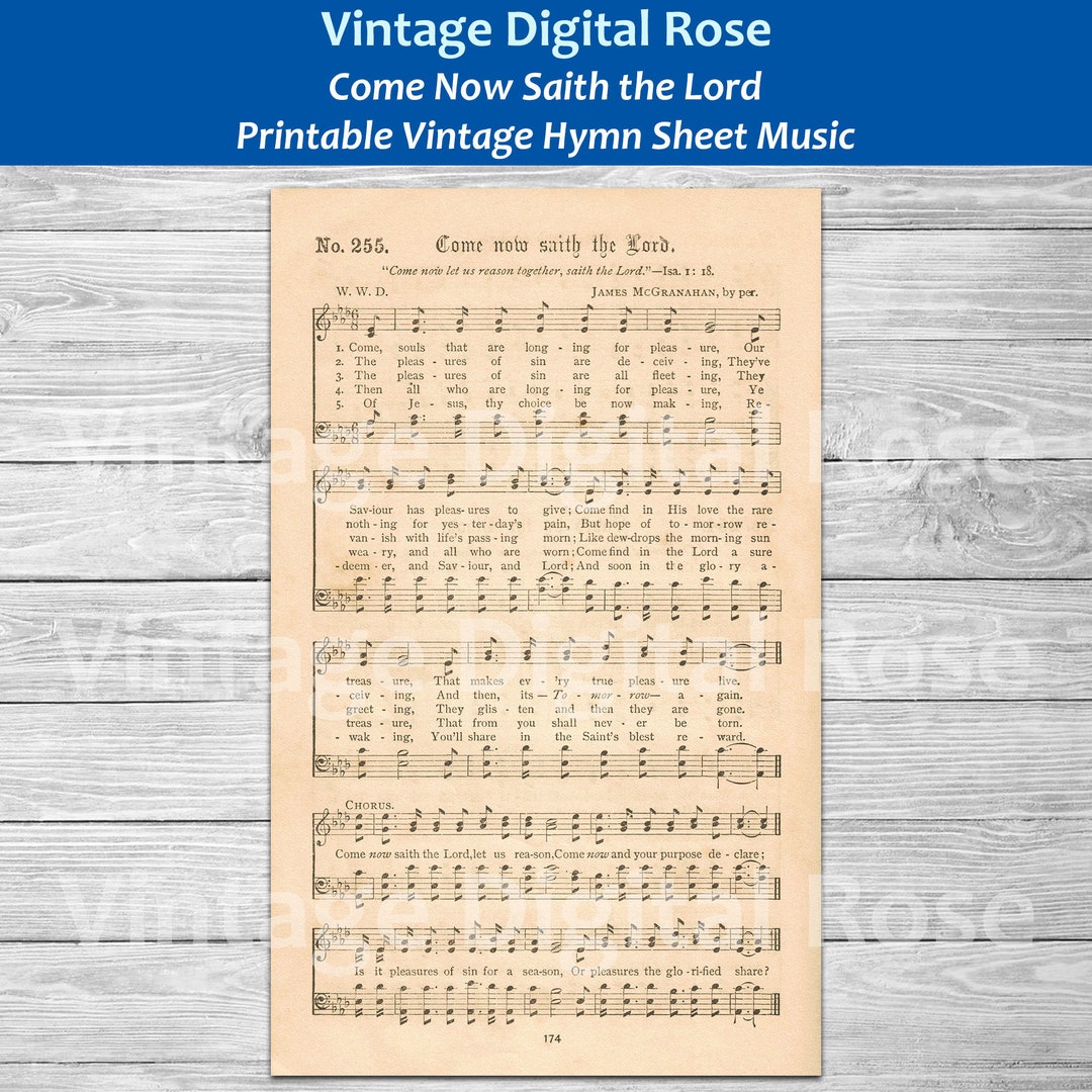 Come Now Saith the Lord Printable Vintage Gospel Hymn Sheet Music - Etsy