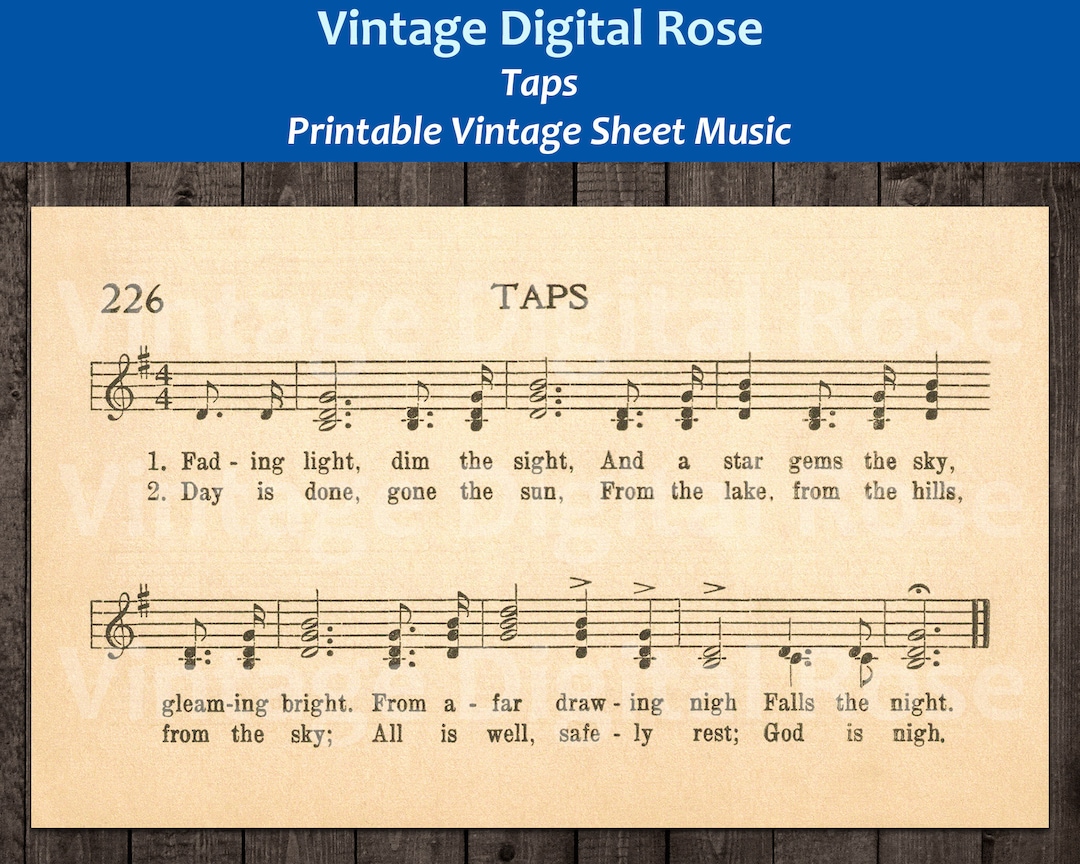 Taps Bugle Call With Lyrics Horace Lorenzo Trim Printable Vintage Sheet