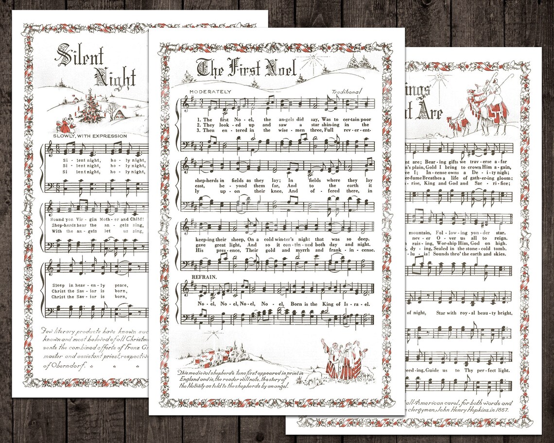 Printable Vintage Christmas Carols Illustrated Best Sellers - Etsy