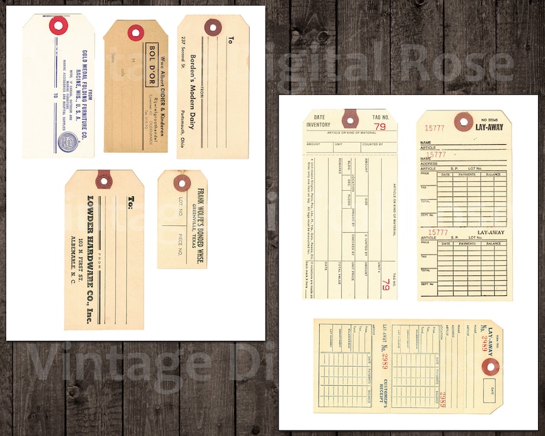 Vintage Printable Assorted Hang Tags General Store Inventory Hardware and More Digital Collage Sheet PNG Format Set of 8 Tags image 4