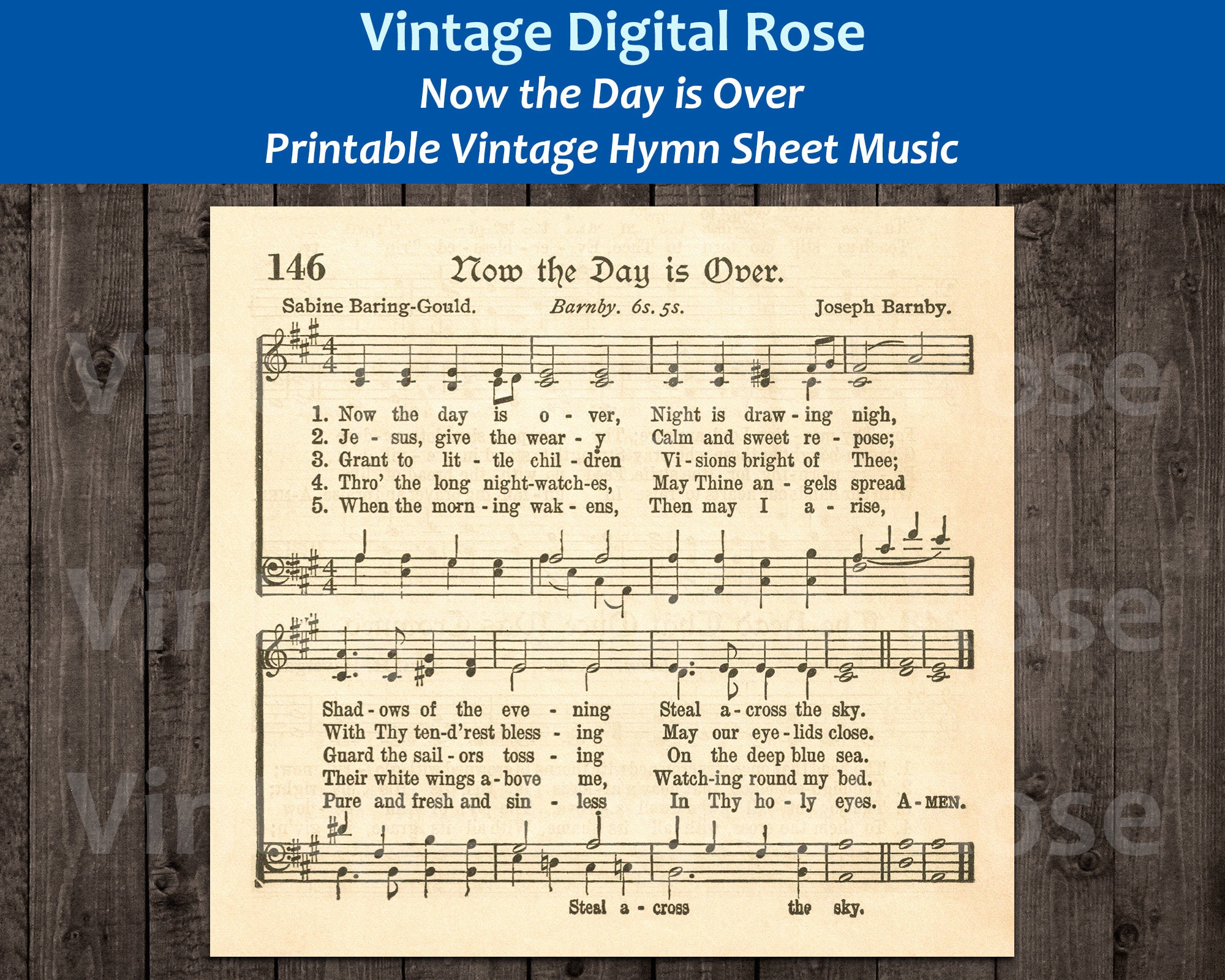 Now the Day is Over Printable Vintage Hymn Sheet Music - Etsy