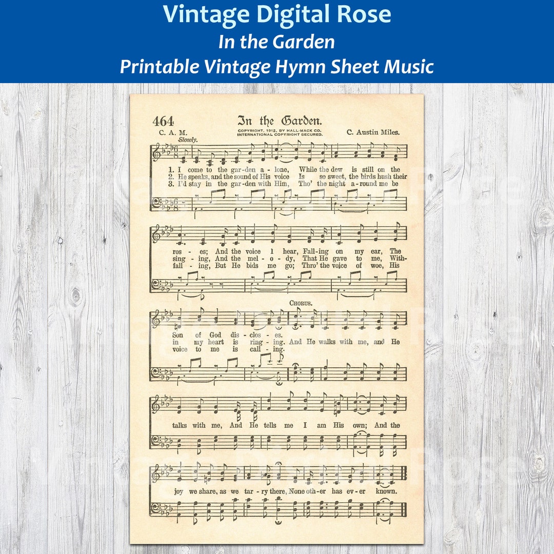 In the Garden Printable Vintage Hymn Sheet Music - Etsy