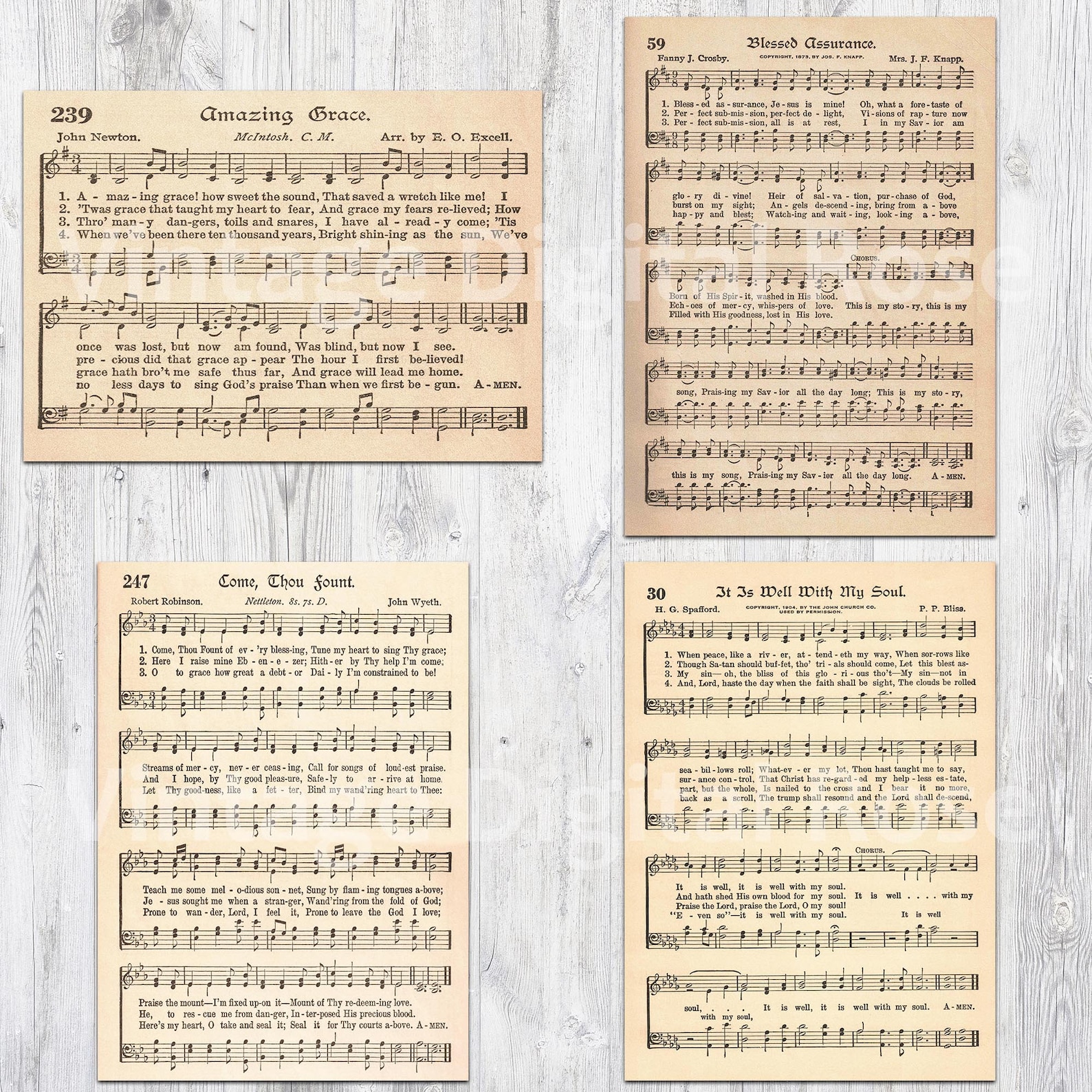 Printable Vintage Hymn Sheet Music Best Sellers Top Songs Set of 8 ATC ...