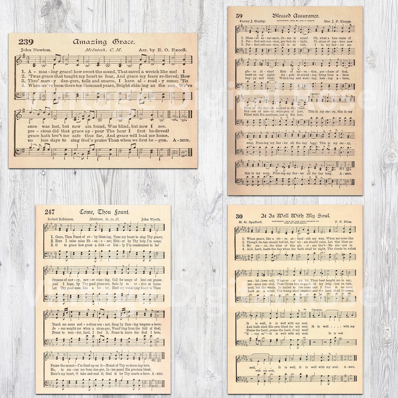 Printable Vintage Hymn Sheet Music Best Sellers Top Songs Set Etsy