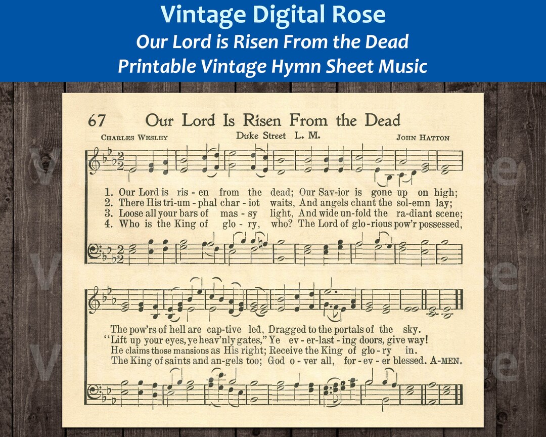 Our Lord is Risen From the Dead Printable Vintage Hymn Sheet Music - Etsy