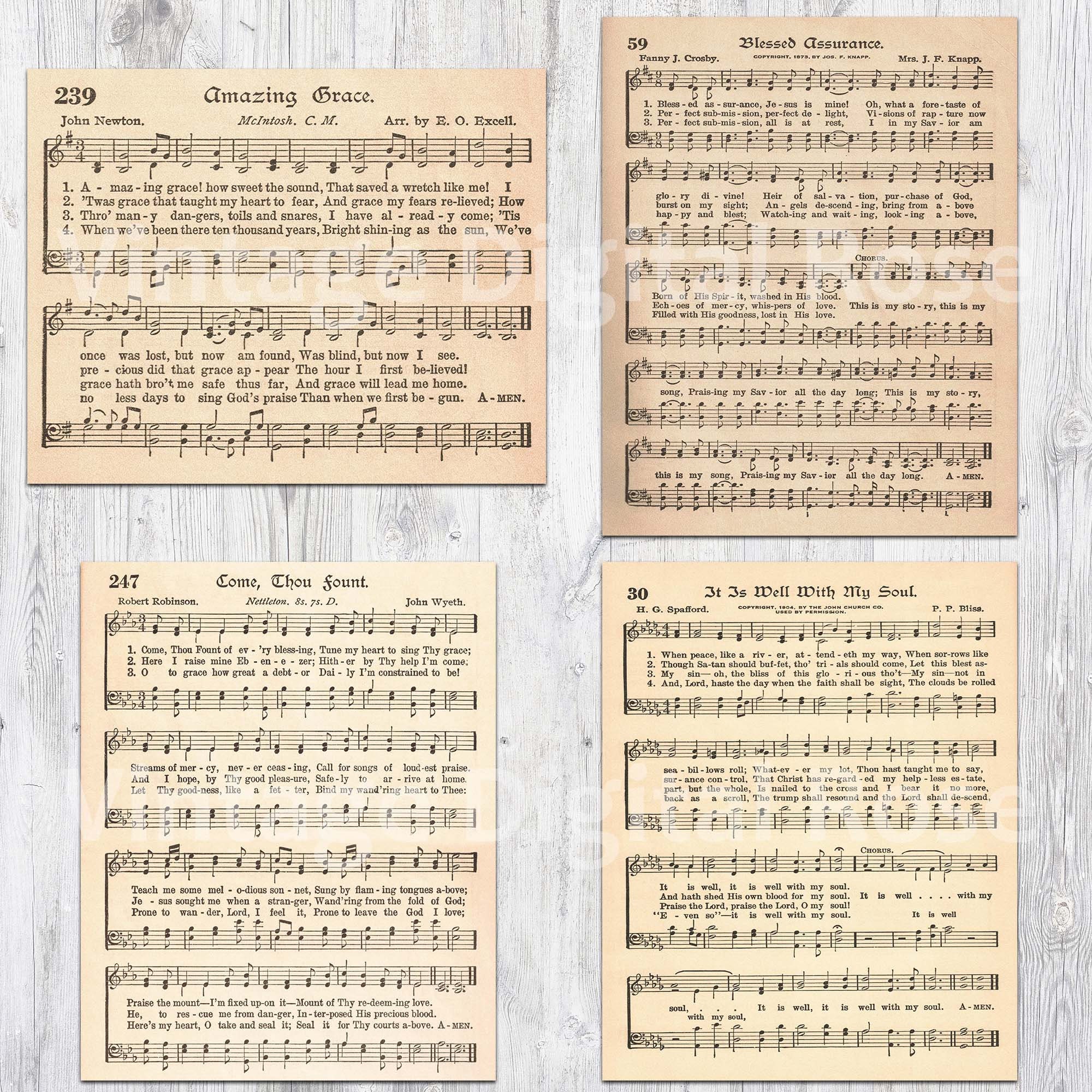 Printable Vintage Hymns Set of 8 Sheet Music Best Sellers Top - Etsy