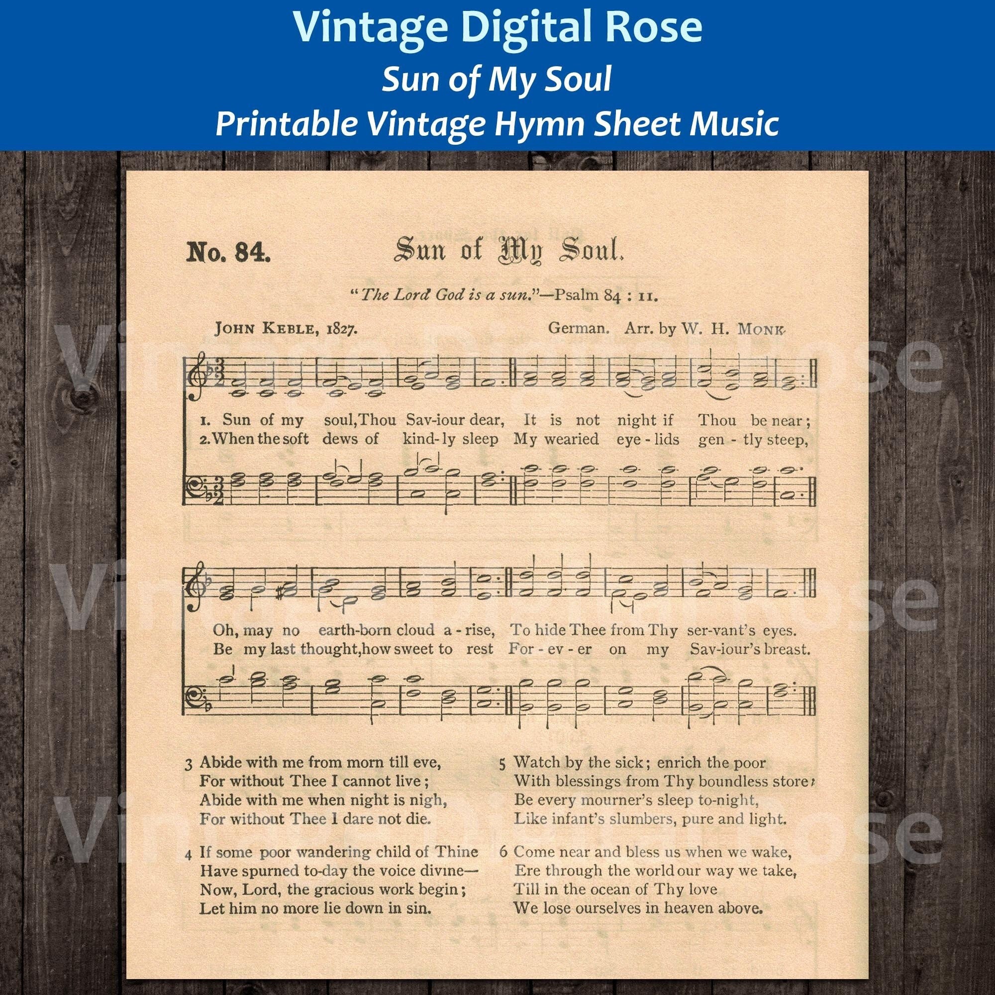 Sun of My Soul Printable Vintage Gospel Hymn Sheet Music - Etsy