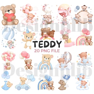 20 adorable teddy bears PNG - high quality digital clipart set for scrapbooking, crafting, png file