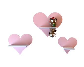 Mini 3-piece heart set as Tonie shelf Toniebox Tonie extension - extension shelf - children's room - Tonie shelf - Tonie Shelf