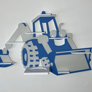 Excavator as Tonie shelf in grey/blue suitable for Toniebox, Tonies, Tonie