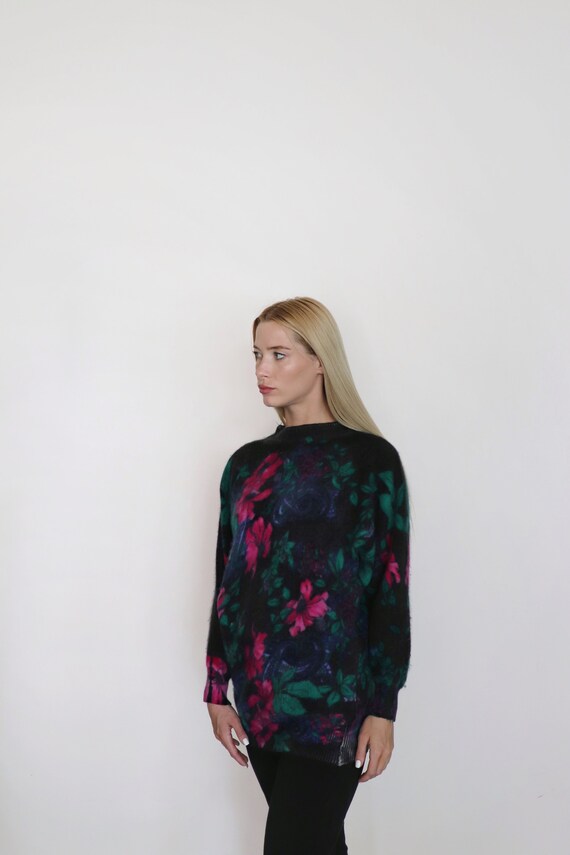 Printed floral cheap angora sweater