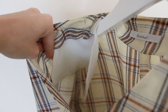 Vintage Beige Check Pattern Shirt, 90s Linen Like… - image 7