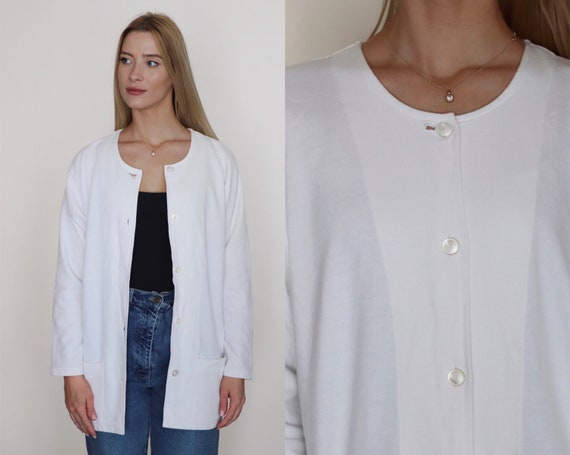 Basic white cardigan hot sale