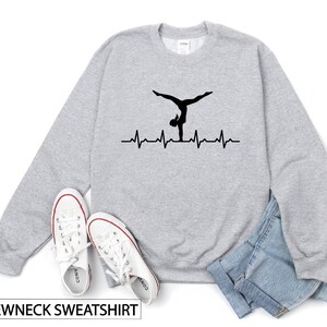 Crewneck Sweatshirts, Gymnast Heartbeat, Workout Sweater, Gymnastics Sweatshirt, Gym Clothes, Gift To Her, Gamer Girl Outfit, Crossfit