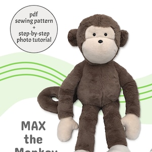 Max the Monkey - Cyfrowy wzór do szycia + samouczek fotograficzny - Pluszowa zabawka DIY