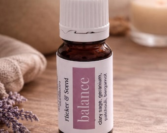 Balance Essential Oil Blend | Clary Sage, Geranium, Patchouli, Bergamot | Grounding Relaxation Oil