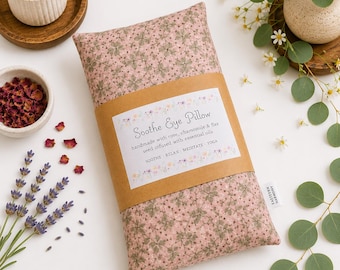 Soothe Aromatherapy Eye Pillow, Filled with Rose, Chamomile, Essential Oils, Yoga Meditation Pillow, Removable Cotton Cover, Relaxation Gift