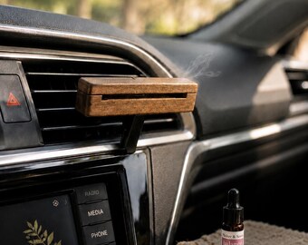 Aromatherapy Wooden Car Vent Clip Diffuser with 5ml Essential Oil Blend | Natural Air Freshener for Cars | Eco-Friendly Gift