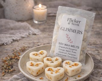 Glimmers Aromatherapy Soy Wax Melts, Natural wax, essential oils, uplifting fragrance