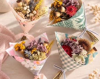 Mini Dried Flower Bouquets, magnet to back for Fridge Magnet, includes vent clip and fragrance for Car Air Freshener