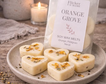 Orange Grove Botanical Soy Wax Melts, Neroli Petitgrain Sweet Orange, Natural Wax Melts,  Floral Citrus Essential Oil Blend, Home Fragrance