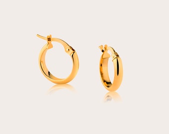 10K Yellow Gold Hoops, 10K Gold Hoops, Gold Round Hoops, Gold Hollow Hoops, Gold Tube Hoops, Solid Gold Hoops, Yellow Gold Hoops