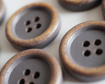 Wooden buttons grey in used look, vintage look, round, 2 cm, 4 hole, natural wood buttons, grey buttons, cushion buttons