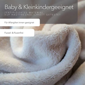 Cuddly blanket with sleeves grey/sand white Created for chilblains XL size with freedom of movement Made in Germany 100% vegan image 5