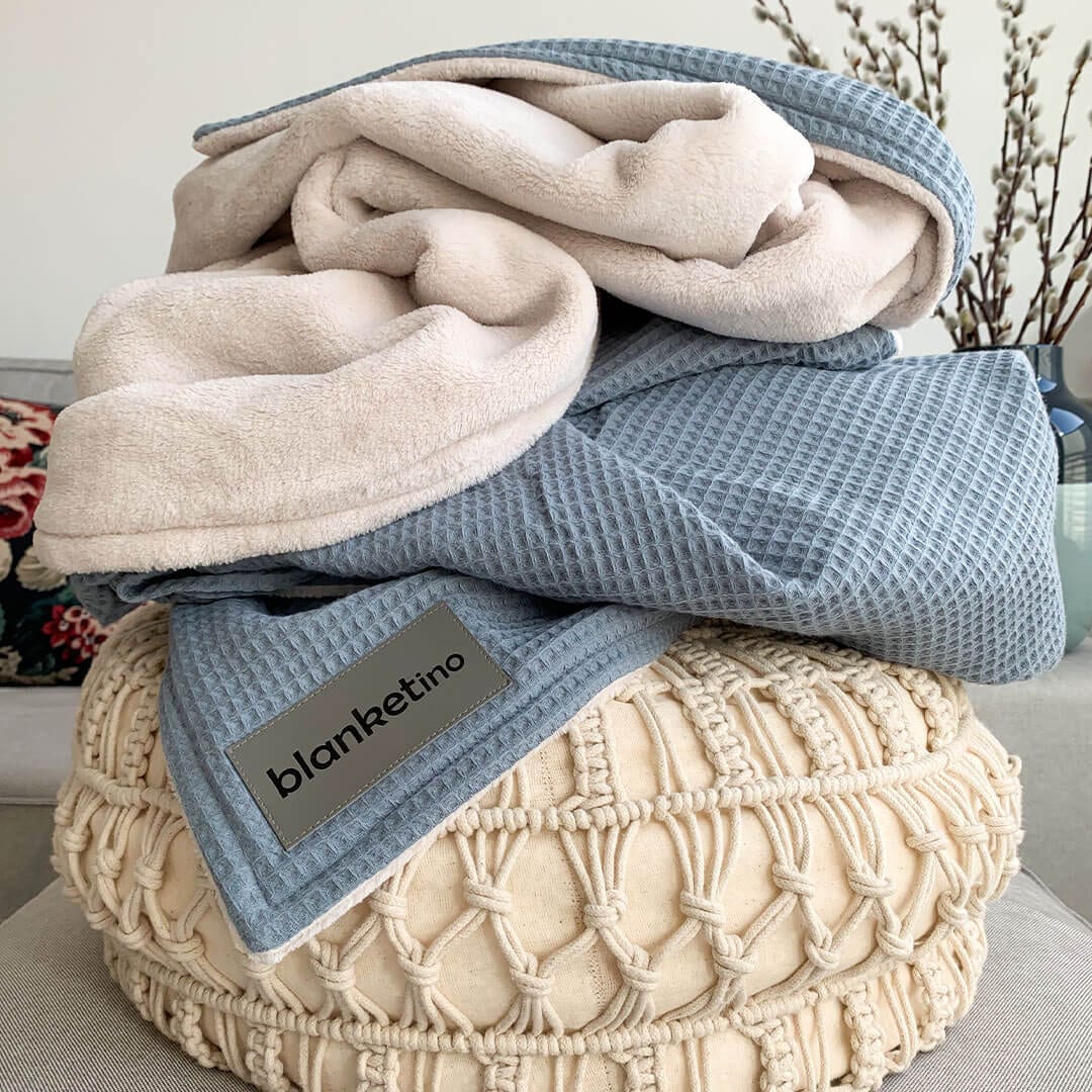 Perfect Bleu Nuage/Blanc Sable - 145 X 210 cm | Plaids De Canapé Salon Mobilier