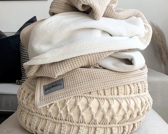 Latte Macchiato “Perfect” blanket | Sand white - 145 x 210 cm I with embroidery I sofa blanket I gift I furnishings I blanket