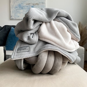 Cuddly blanket silk grey "knit" 145 x 210 cm I Sofa blanket I Living blanket | Gift I Furnishings I Interior